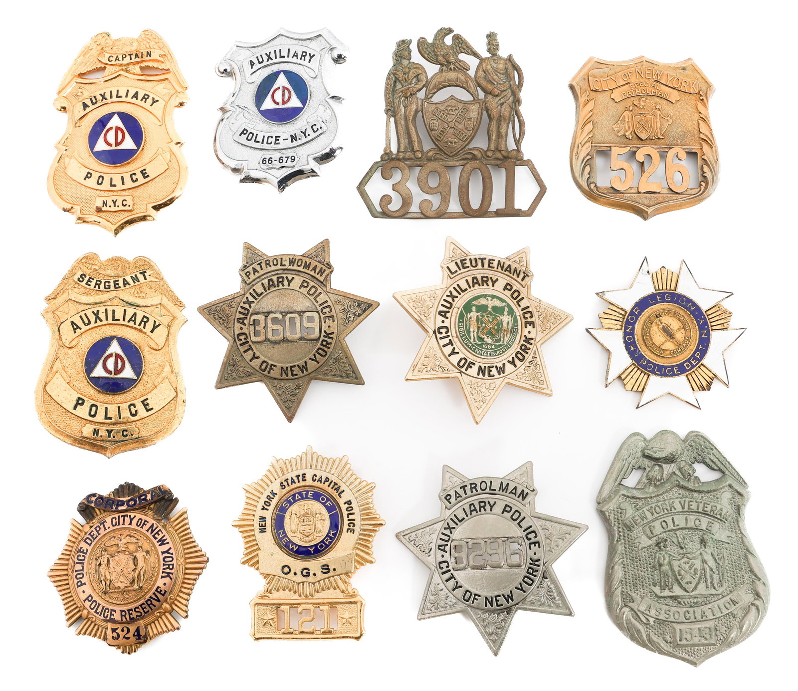 OBSOLETE NYC & CIVIL DEF. AUXILIARY POLICE BADGES: OBSOLETE NYC & CIVIL DEF. AUXILIARY POLICE BADGES Obsolete New York City and Civil Defense Auxiliary Police Badges.