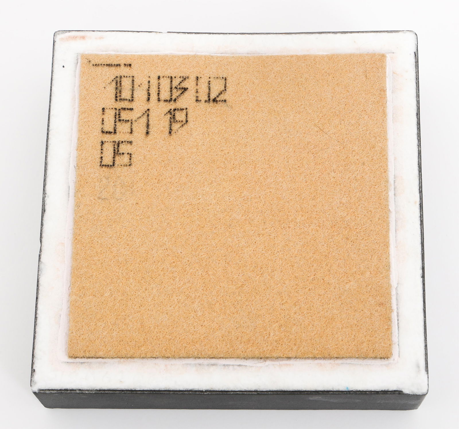 NASA SPACE SHUTTLE HRSI TILE: NASA SPACE SHUTTLE HRSI TILE NASA Space Shuttle High-Temperature Reusable Surface Insulation Tile. Silica fiber construction with black cured glass exterior. Location number stamped on the reverse. Si