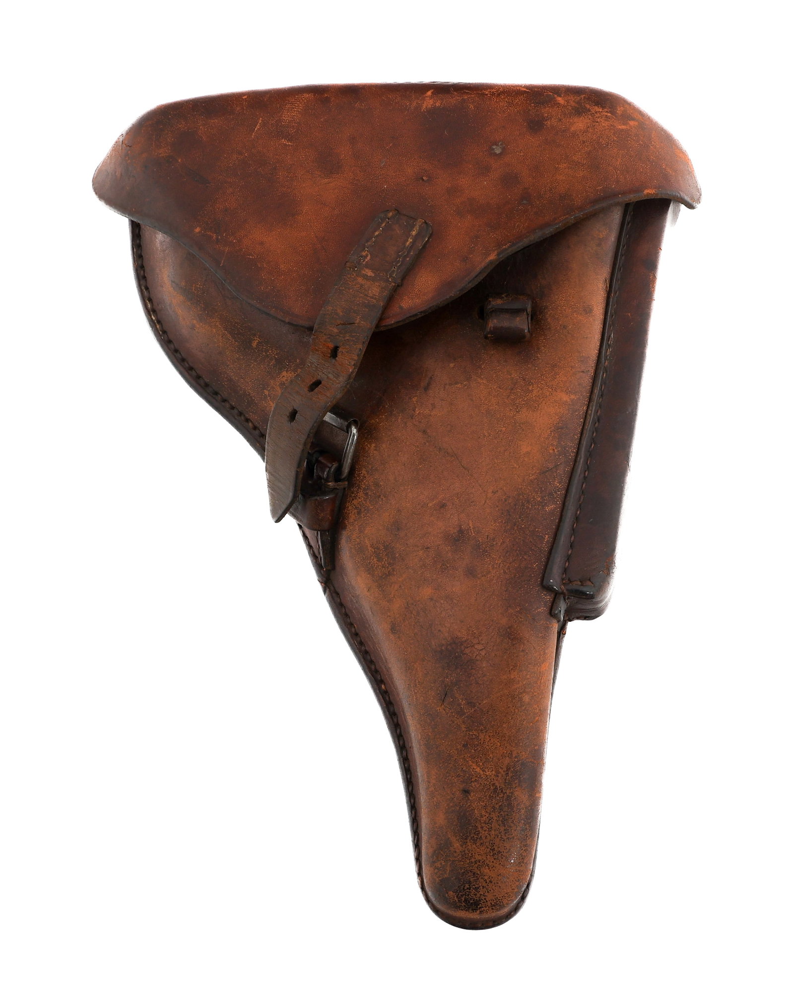 WWII GERMAN LUFTWAFFE P08 BROWN HOLSTER & MAGAZINE: WWII GERMAN LUFTWAFFE P08 BROWN HOLSTER & MAGAZINE WWII German Luftwaffe P08 Luger Brown Leather Holster and Magazine. (1) Brown Leather Holster. Maker marked by R. Ehrhardt Poessneck. Dated 1938 with