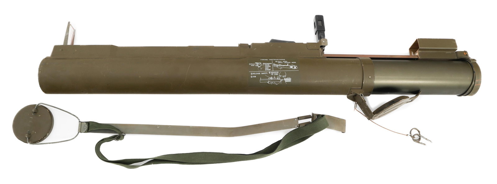 VIETNAM WAR US M72A2 LAW ANTI-TANK LAUNCHER: VIETNAM WAR US M72A2 LAW ANTI-TANK LAUNCHER Vietnam War US M72A2 Law Anti-Tank Launcher. Firing instruction sticker, lot number, and preferred operating & storage temperature marked on launcher tube. 