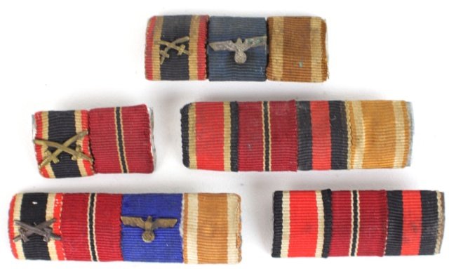 FIVE GERMAN WWII THIRD REICH RIBBON BARS