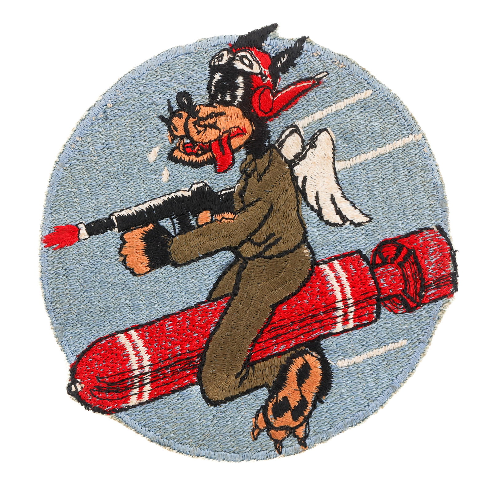 WWII USAAF 651st BOMB SQ, 411th BOMB GROUP PATCH: WWII USAAF 651st BOMB SQ, 411th BOMB GROUP PATCH WWII USAAF 651st Bomb Squadron, 411th Bombardment Group (Light), 3rd Air Force Patch. Full cotton embroidery. Size: 5" Provenance: Lifetime Military Me