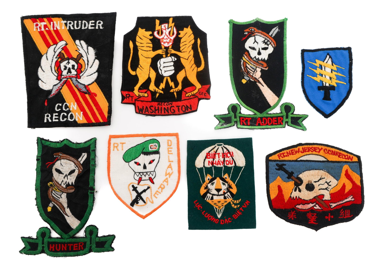 VIETNAM WAR US MACV-SOG THEATER MADE PATCHES: VIETNAM WAR US MACV-SOG THEATER MADE PATCHES Vietnam War US Special Forces MACV-SOG Theater Made Patches. (1) Command & Control North Recon Team Intruder. (1) Command & Control North Recon Team Adder.