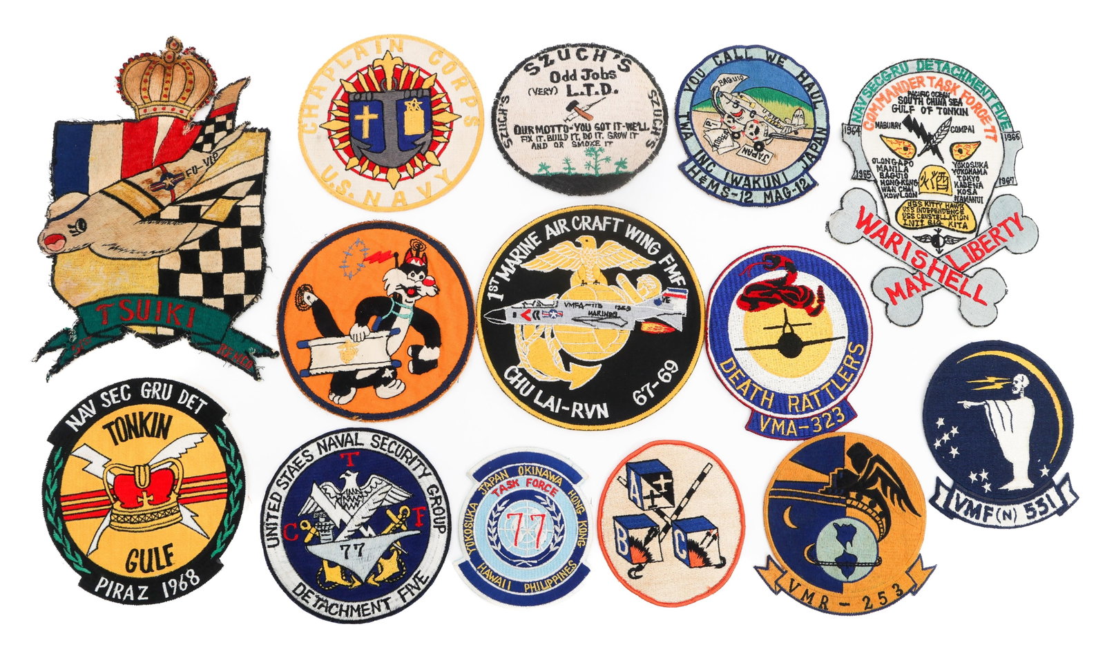 COLD WAR US MARINE CORPS & US NAVY PATCHES: COLD WAR US MARINE CORPS & US NAVY PATCHES Cold War US Marine Corps & US Navy Patches. Includes Marine Observation Squadron 6, Marine Night Fighter Squadron 531, Marine Transport Squadron 253, USN Com