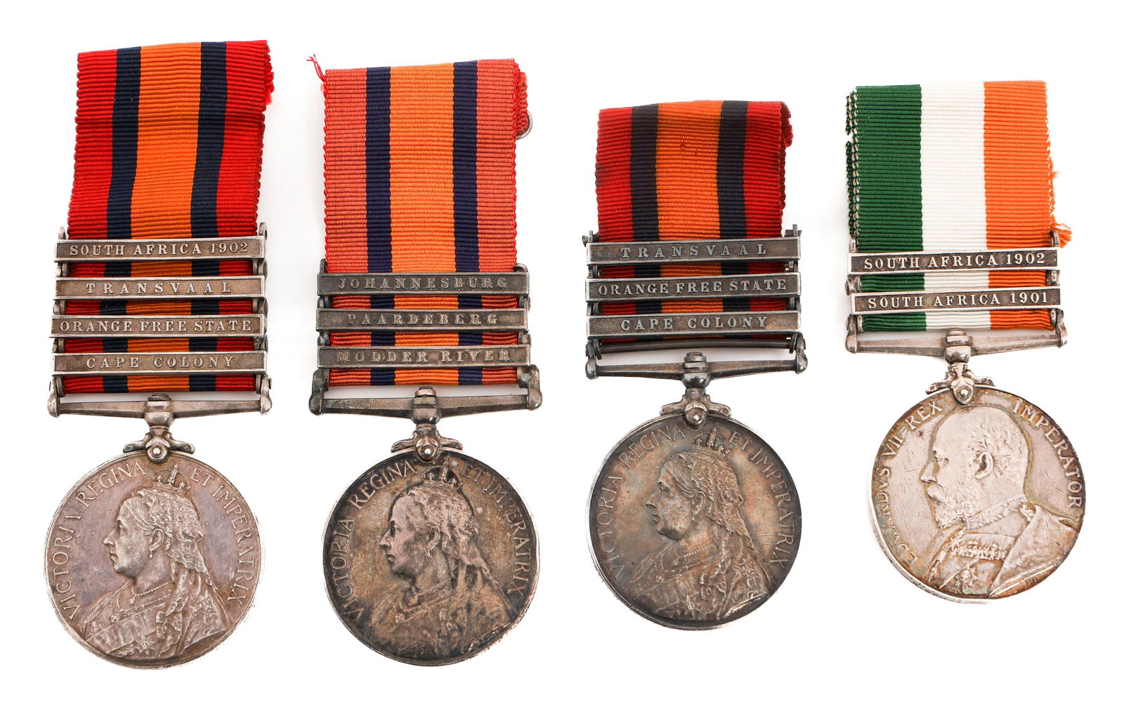 ANGLO-BOER WARS KING & QUEENS SOUTH AFRICA MEDALS: ANGLO-BOER WARS KING & QUEENS SOUTH AFRICA MEDALS Anglo-Boar Wars King and Queens South Africa Medals. All are named on the rims. (1) Kings South Africa Medal. Named to A Gillespie. (3) Queens South A