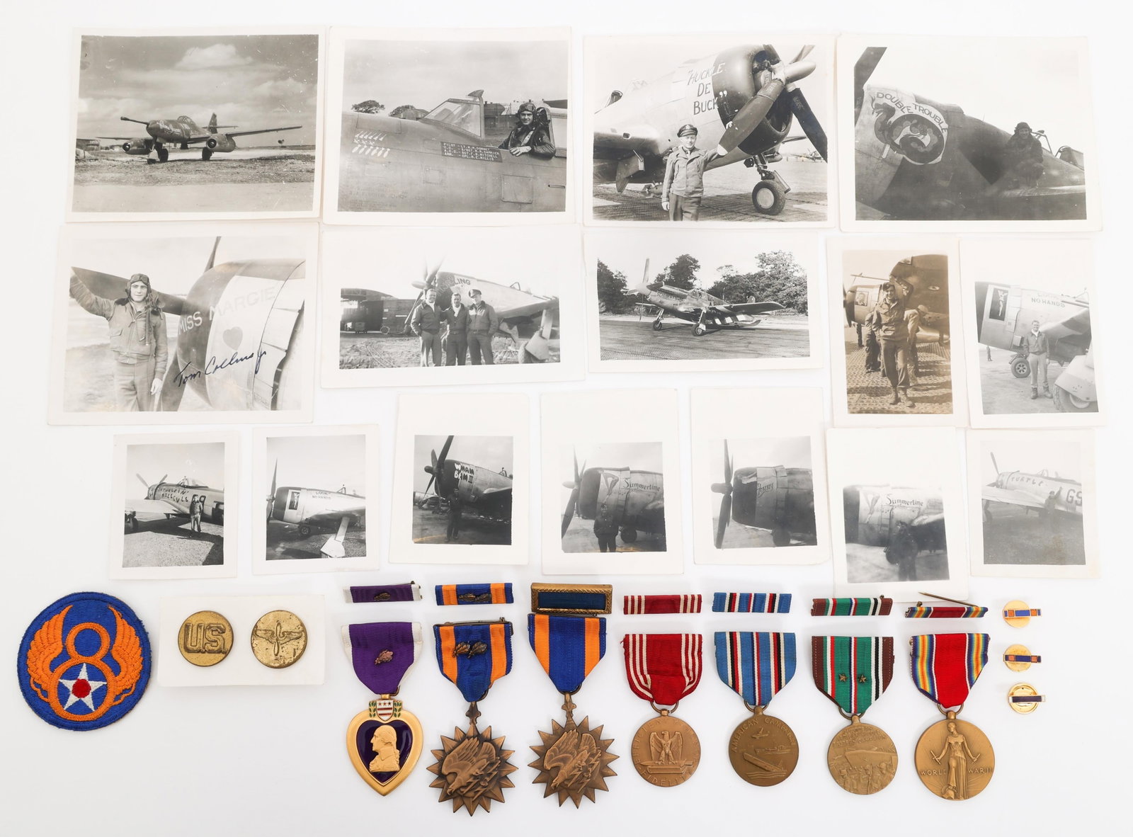 WWII USAAF 701st BOMB SQUAD KIA NAMED MEDAL GROUP: WWII USAAF 701st BOMB SQUAD KIA NAMED MEDAL GROUP WWII USAAF 701st Bomb Squad, 445th Bomb Group KIA Medal Grouping. Named to Staff Sergeant Raymond Joseph Dustin, 12131164. (1) Purple Heart named to D