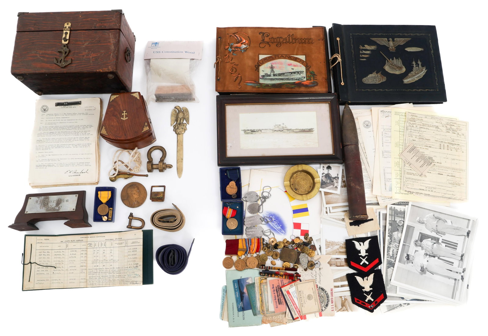 WWII USN WARRANT & CHIEF PETTY OFFICER GROUPINGS: WWII USN WARRANT & CHIEF PETTY OFFICER GROUPINGS WWI - Cold War US Navy Chief Warrant Officer 2 Joseph Floyd Dorflein and Chief Gunner's Mate Frank John Hobart Groupings. (1) WWI - WWII CWO2 Joseph Fl