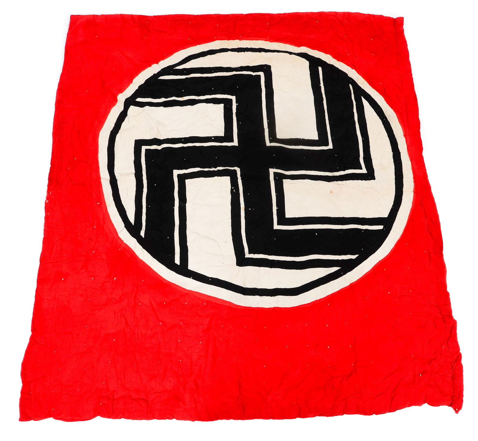 POST WWII MADE GERMAN STATE SERVICE FLAG BLANKET: POST WWII MADE GERMAN STATE SERVICE FLAG BLANKET Post WWII Made German State Service Flag Blanket. Post war made blanket using a period NSDAP State Service Flag. Cotton/linen construction with stuffin