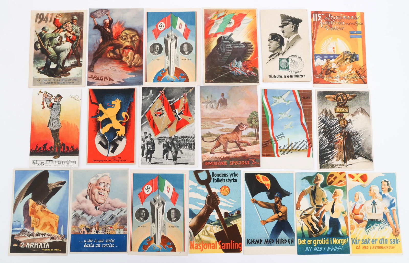 WWII GERMAN PROPAGANDA POSTCARDS: WWII GERMAN PROPAGANDA POSTCARDS WWII German Propaganda Postcards. Various dates. Some are signed.