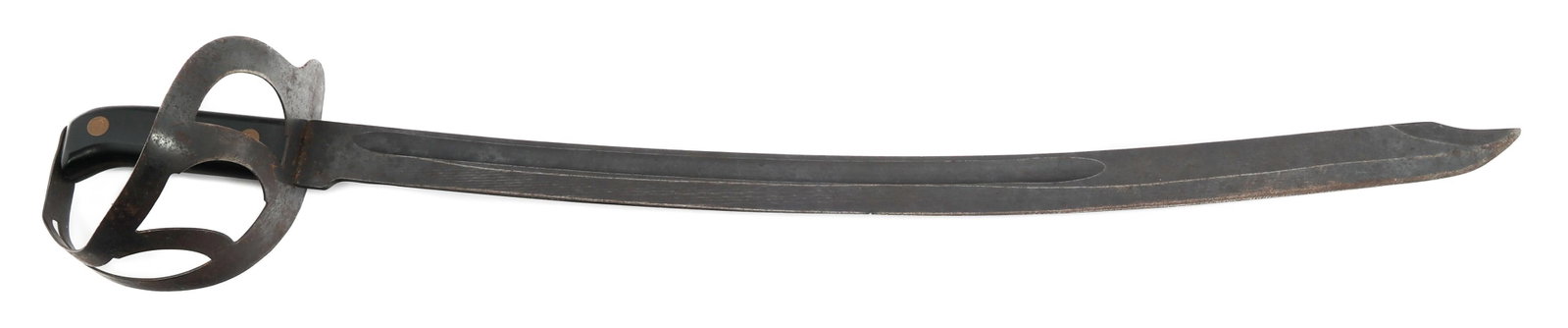 WWII US NAVY M1941 KLEWANG NAVAL BOARDING CUTLASS: WWII US NAVY M1941 KLEWANG NAVAL BOARDING CUTLASS WWII US Navy M1941 Klewang Naval Boarding Cutlass. Single edged, blued blade with fuller. No visible marks or stamps. Blued steel basket hilt with bla