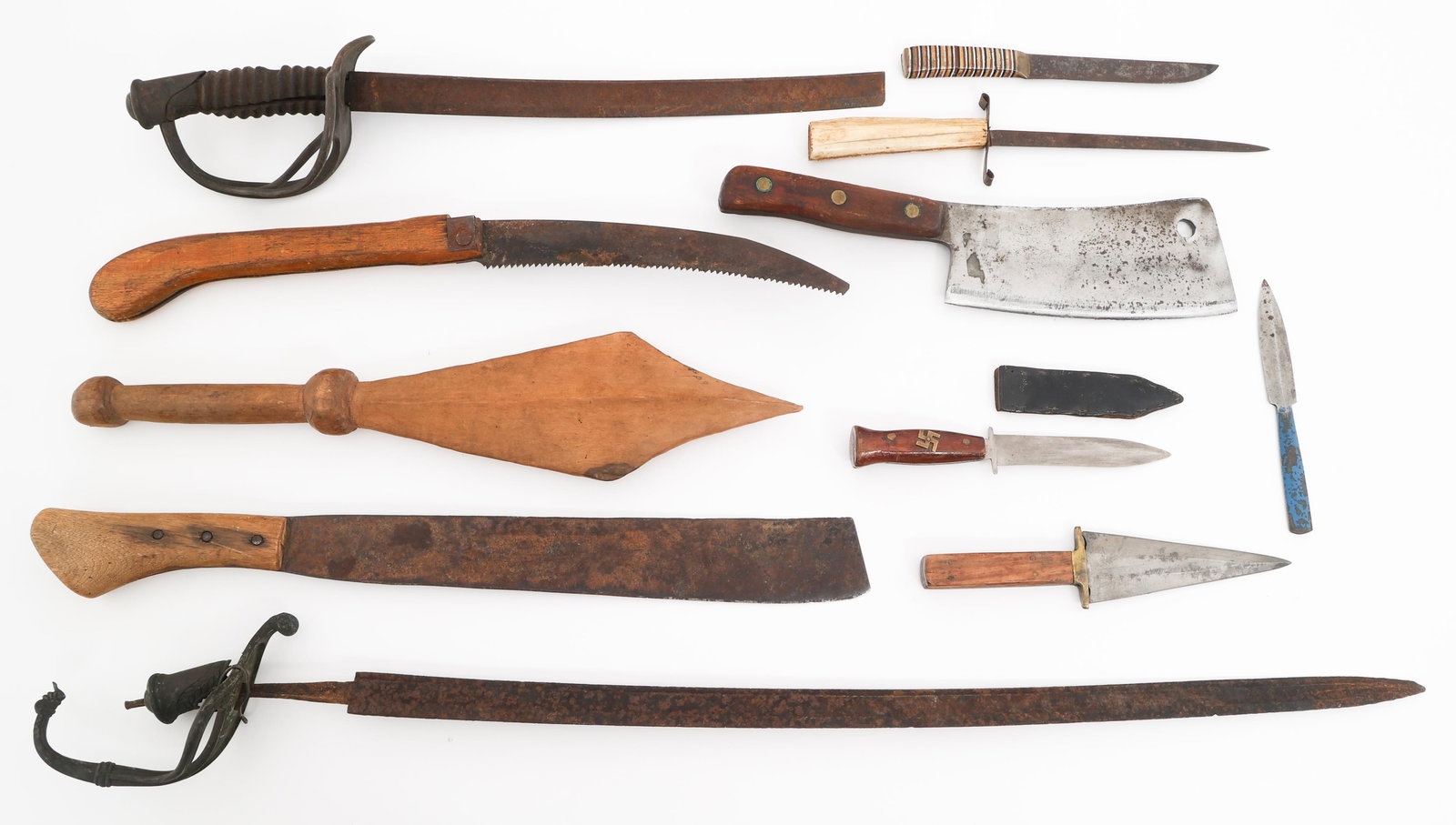 CIVIL WAR - CURRENT SWORDS, DAGGERS & MACHETES: CIVIL WAR - CURRENT SWORDS, DAGGERS & MACHETES Civil War - Current Swords, Daggers, Machetes, Clubs, Knives, Cleaver and more. Some are for parts or repair. Blade Length: 5" to 29" Total Length: 9" to