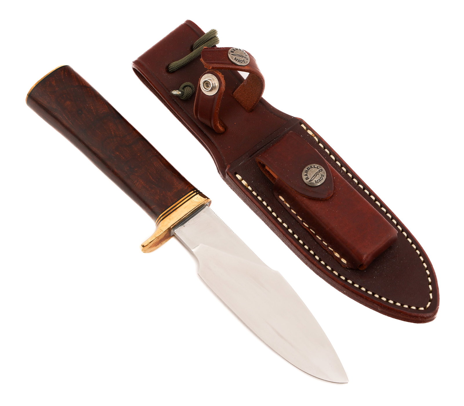 RANDALL MADE A.G. RUSSELL SPECIAL SKINNER KNIFE: RANDALL MADE A.G. RUSSELL SPECIAL SKINNER KNIFE Randall Model A. G. Russell Special Skinner Knife. Drop point, single edged, bright blade with thumb notches. Serial numbered 001 on the spine. Maker ma