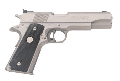 COLT GOLD CUP NATIONAL MATCH SERIES 80 PISTOL: COLT GOLD CUP NATIONAL MATCH SERIES 80 PISTOL Colt Gold Cup National Match Series 80 Mk IV .45 ACP caliber semi automatic pistol. Stainless steel finish. Checkered composite grips with Colt