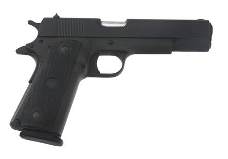 ROCK ISLAND ARMORY 1911-A2 FS .45 ACP CAL PISTOL: ROCK ISLAND ARMORY 1911-A2 FS .45 ACP CAL PISTOL Rock Island Armory Model 1911-A2FS .45 ACP caliber semi automatic pistol. Import stamped APINTL. Matte black finish. Fixed sights. Checkered composite