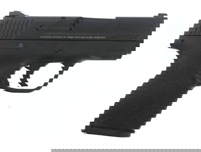 SMITH & WESSON MODEL M&P SHIELD .45 ACP CAL PISTOL: SMITH & WESSON MODEL M&P SHIELD .45 ACP CAL PISTOL Smith & Wesson Model M&P .45 ACP caliber semi automatic pistol. Matte black finish. Polymer frame with textured grips. Fixed sights. Manual. Gun