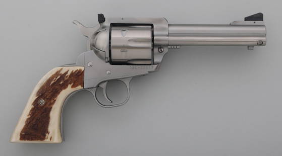 RUGER NEW MODEL BLACKHAWK .44 CALIBER REVOLVER: RUGER NEW MODEL BLACKHAWK .44 CALIBER REVOLVER Ruger New Model Blackhawk .44 Special caliber single action revolver. Stainless steel finish. Tuned for competition. Composite grips. Adjustable rear sig