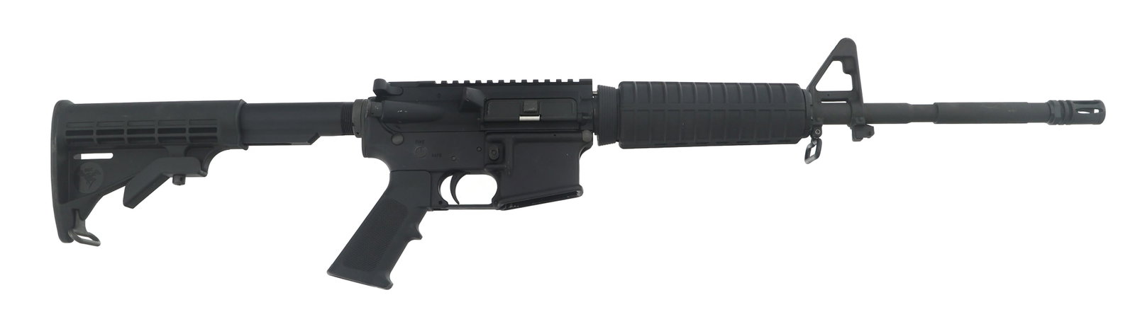 BUSHMASTER MODEL XM15-E2S 5.56x45mm CALIBER RIFLE: BUSHMASTER MODEL XM15-E2S 5.56x45mm CALIBER RIFLE Bushmaster Model XM15-E2S 5.56x45mm caliber semi-automatic rifle. Matte black finish. Front protected post sight. Flat top receiver. Polymer forend, p
