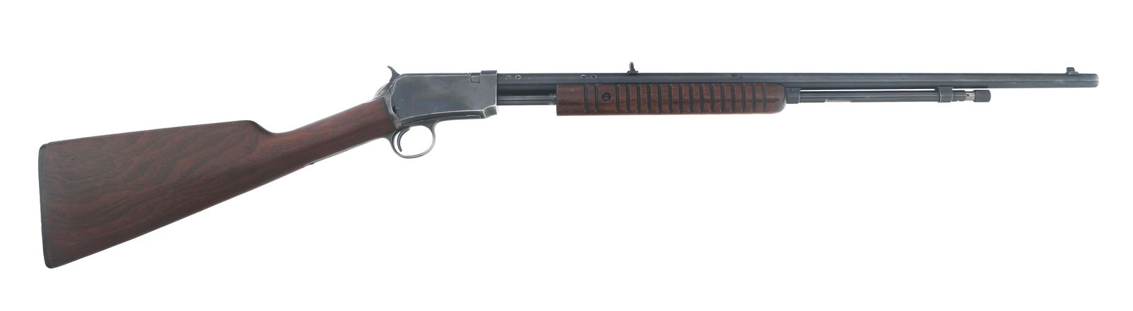 WINCHESTER MODEL 62A .22 S-L-LR CALIBER RIFLE: WINCHESTER MODEL 62A .22 S-L-LR CALIBER RIFLE Winchester Model 62A .22 S-L-LR caliber pump action rifle. Blued finish. Fixed sights. Wood stock. Caliber / Gauge: 22 S-L-LR Barrel Length: 23" Serial Nu