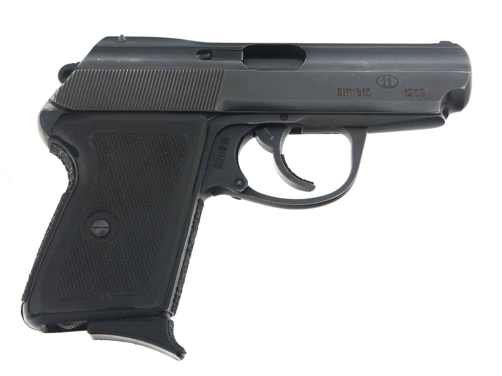 POLISH RADOM MODEL P-64 9x18mm CALIBER PISTOL: POLISH RADOM MODEL P-64 9x18mm CALIBER PISTOL Polish Radom Model P-64 9x18mm caliber semi-automatic pistol. Import stamped "PW Arms". Blued finish. Checkered composite grips. Fixed sights. One magazin