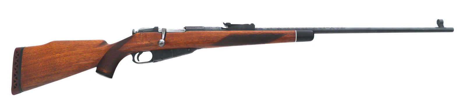 SPORTERIZED IZHEVSK M91/30 7.62x54mmR CAL RIFLE: SPORTERIZED IZHEVSK M91/30 7.62x54mmR CAL RIFLE Sporterized Izhevsk Model 91/30 7.62x54mmR caliber bolt action rifle. Engraved receiver, barrel, trigger guard, and floor plate. Blued finish. Checkered