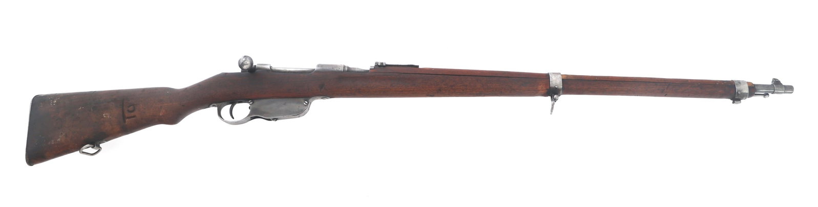 STEYR MODEL M95 8X56R CALIBER BOLT ACTION RIFLE: STEYR MODEL M95 8X56R CALIBER BOLT ACTION RIFLE Steyr Model M95 8x56R caliber bolt action rifle. Import stamped I.O. Inc. Receiver stamped Steyr M95. Serial numbers match on receiver and barrel. Right