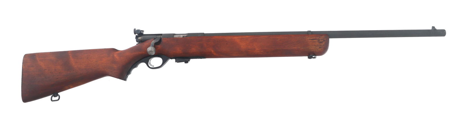 US MOSSBERG MODEL 44 .22 CALIBER TRAINING RIFLE: US MOSSBERG MODEL 44 .22 CALIBER TRAINING RIFLE US Mossberg Model 44 .22 LR caliber bolt action Training Rifle. Barrel Stamped Mossberg and Sons, 44 U.S. 22 L.R. and U.S. Property. Bull Barrel. Lyman