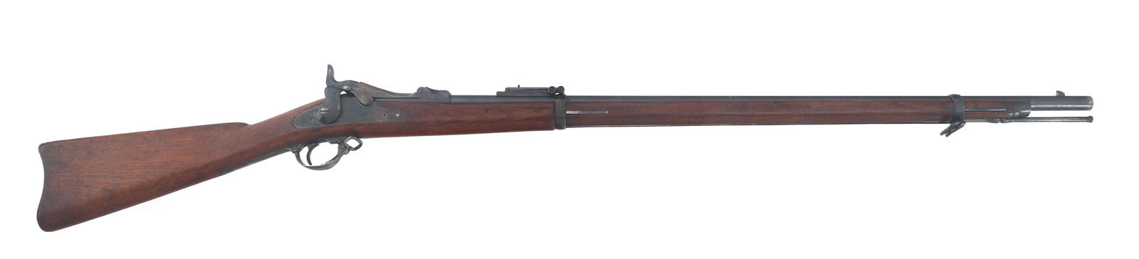 US SPRINGFIELD MODEL 1884 45-70 CAL TRAPDOOR RIFLE: US SPRINGFIELD MODEL 1884 45-70 CAL TRAPDOOR RIFLE 1887 US Springfield Model M1884 .45-70 caliber trapdoor rifle. Barrel stamped V P with eagle head, P, and A. Barrel stamped U on right side by receiv