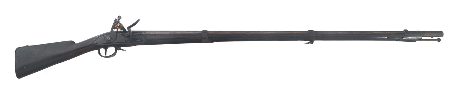 1813 US R&C LEONARD M1808 .70 CAL FLINTLOCK MUSKET: 1813 US R&C LEONARD M1808 .70 CAL FLINTLOCK MUSKET US 1813 R&C Leonard Model M1808 .70 caliber flintlock musket. Barrel stamped P, M, PC, and 1814 by stock tang. Lock plate stamped C. Anton, 1813, R&C