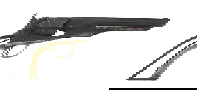 1864 COLT 1860 ARMY .44 CALIBER SA REVOLVER: 1864 COLT 1860 ARMY .44 CALIBER SA REVOLVER 1864 Colt Model 1860 Single Action .44 caliber revolver. Serial numbers match on frame, trigger guard, butt, and barrel wedge. Replaced loading lever. Missi