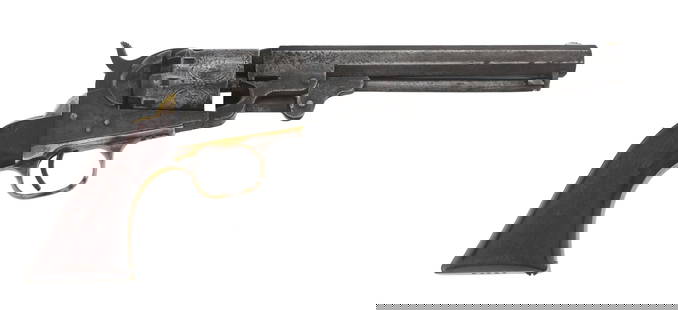 MANHATTAN ARMS NAVY SERIES III 36 CALIBER REVOLVER: MANHATTAN ARMS NAVY SERIES III 36 CALIBER REVOLVER Manhattan Firearms Model Navy Series III .36 caliber single action percussion revolver. Serial numbers match on frame, trigger guard, and butt. Barre