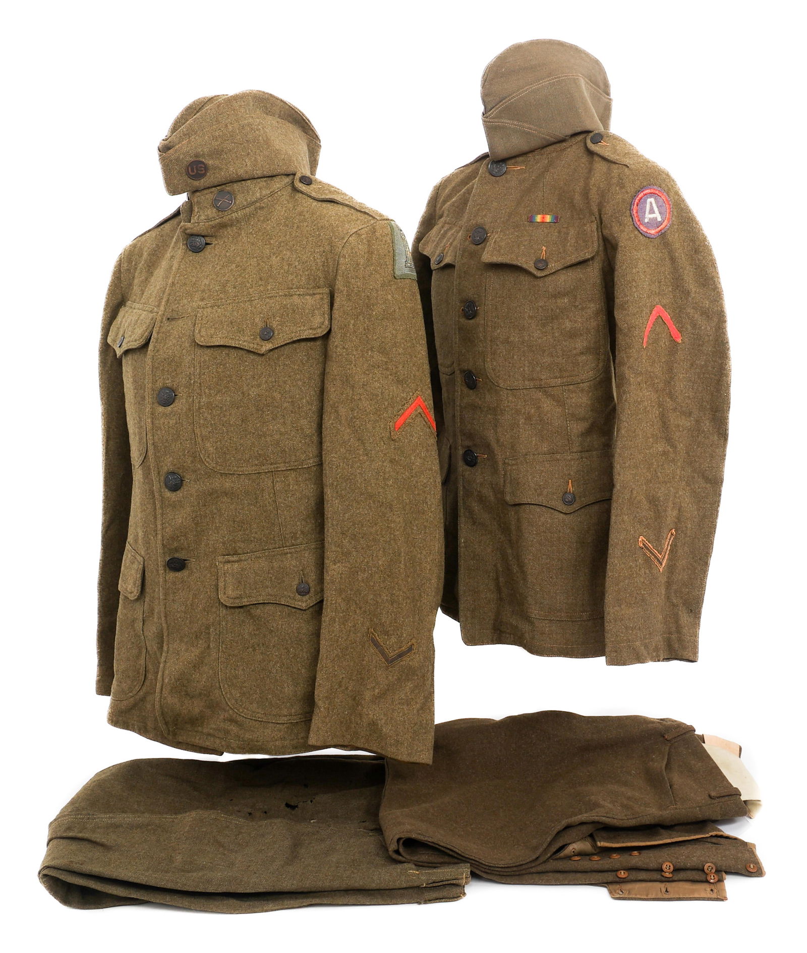 WWI US 3rd ARMY & 77th DIVISION UNIFORMS: WWI US 3rd ARMY & 77th DIVISION UNIFORMS WWI US 3rd Army and 77th Division Uniforms. (1) NCO 3rd Army M1917 Uniform. Fine wool tunic with Sergeant ranks and 3rd Army shoulder patch. Discharge and serv