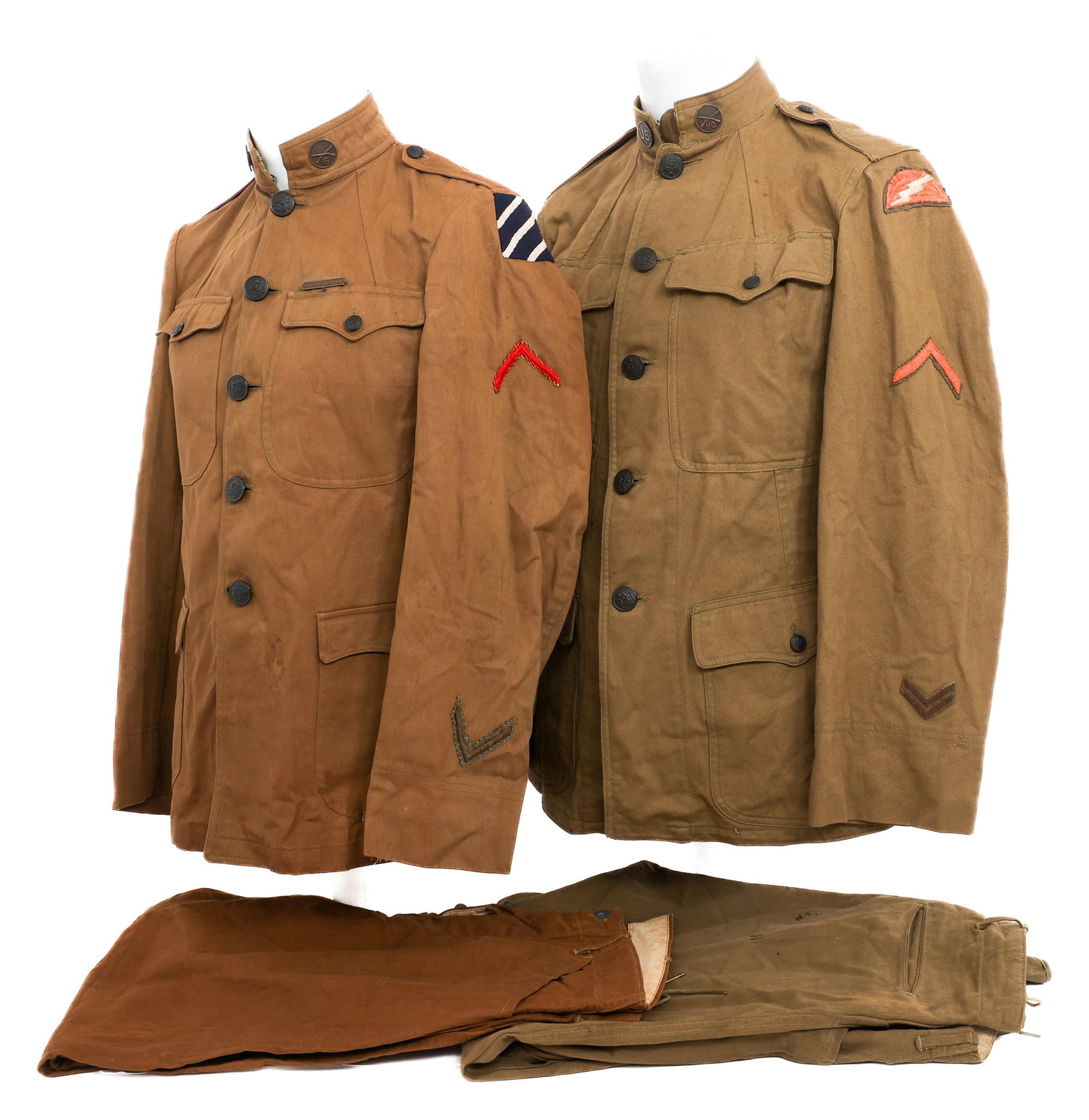 WWI US AEF 3rd & 78th DIVISION EM/NCO UNIFORMS: WWI US AEF 3rd & 78th DIVISION EM/NCO UNIFORMS WWI US AEF 3rd & 78th Division Enlisted/NCO Uniform Sets. (1) 3rd Division Uniform. M1910 Khaki Cotton Summer Tunic with 3rd Division shoulder patch, sha