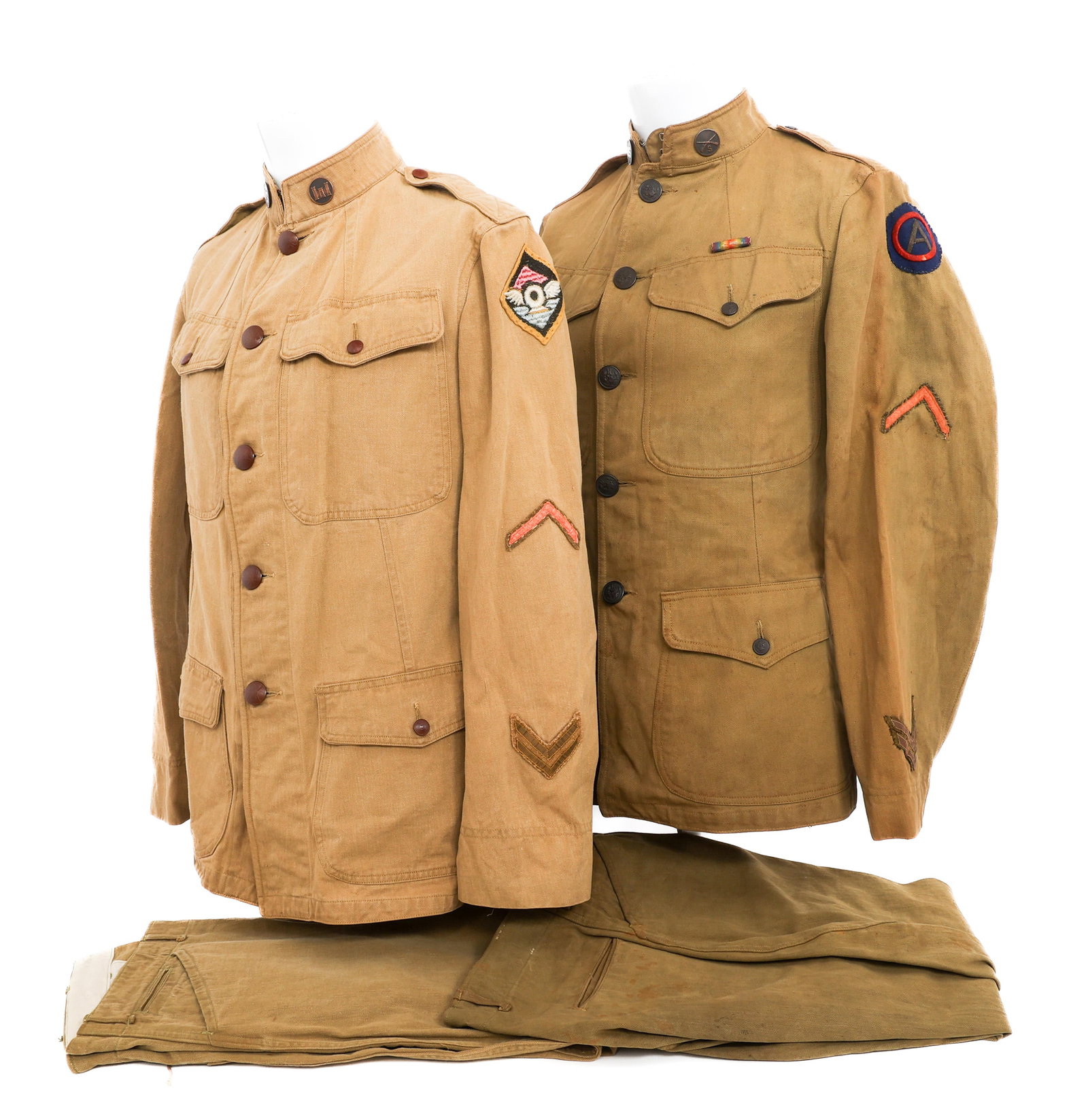 WWI US AEF 3rd ARMY & 14th ENGINEER M1912 TUNICS: WWI US AEF 3rd ARMY & 14th ENGINEER M1912 TUNICS WWI US AEF 3rd Army and 14th Engineer Regiment Enlisted M1912 Summer Tunics. (1) 3rd Army M1912. Khaki cotton tunic with 3rd Army shoulder patch, Infan