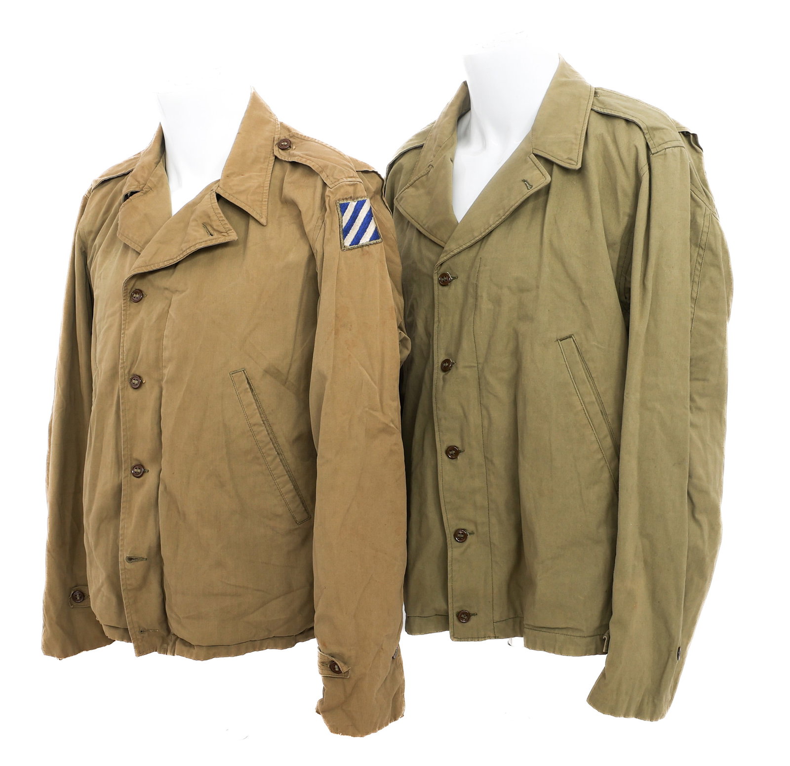 WWII US ARMY M41 FIELD JACKETS: WWII US ARMY M41 FIELD JACKETS WWII US Army M41 Field Jackets. (1) M41. 3rd Infantry Division shoulder patch. Talon zipper. Size tag present, no manufacturer tag. Size: 39R. (1) M41. Talon zipper. Siz