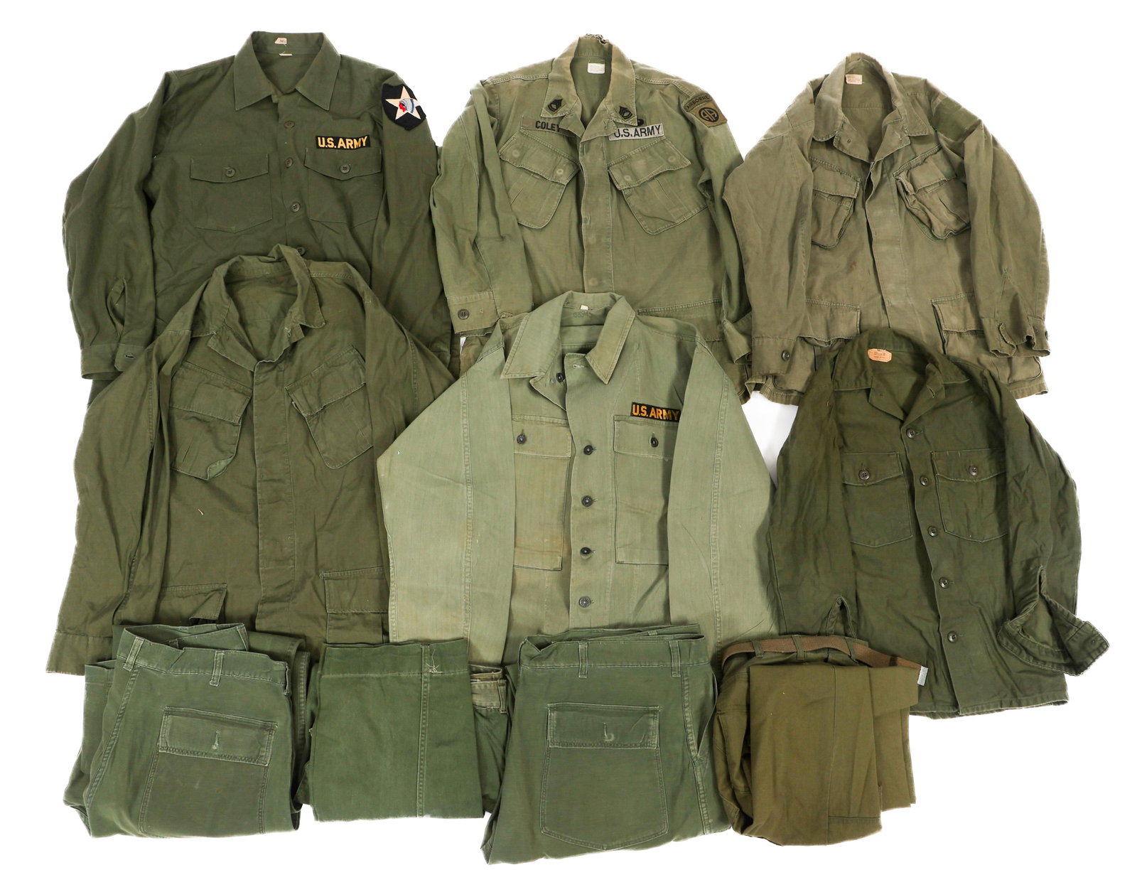 VIETNAM WAR US UTILITY UNIFORMS & JUNGLE JACKETS: VIETNAM WAR US UTILITY UNIFORMS & JUNGLE JACKETS Vietnam War US Army Utility Uniform Items and Jungle Jackets. Includes HBT and sateen cotton utility shirts, trousers and 3rd model ripstop poplin Jung