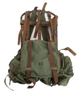 VIETNAM WAR US ARMY LIGHTWEIGHT RUCKSACK: VIETNAM WAR US ARMY LIGHTWEIGHT RUCKSACK Vietnam War US Army Lightweight Rucksack. Nylon construction with aluminum frame. Dated 1964 on the interior.
