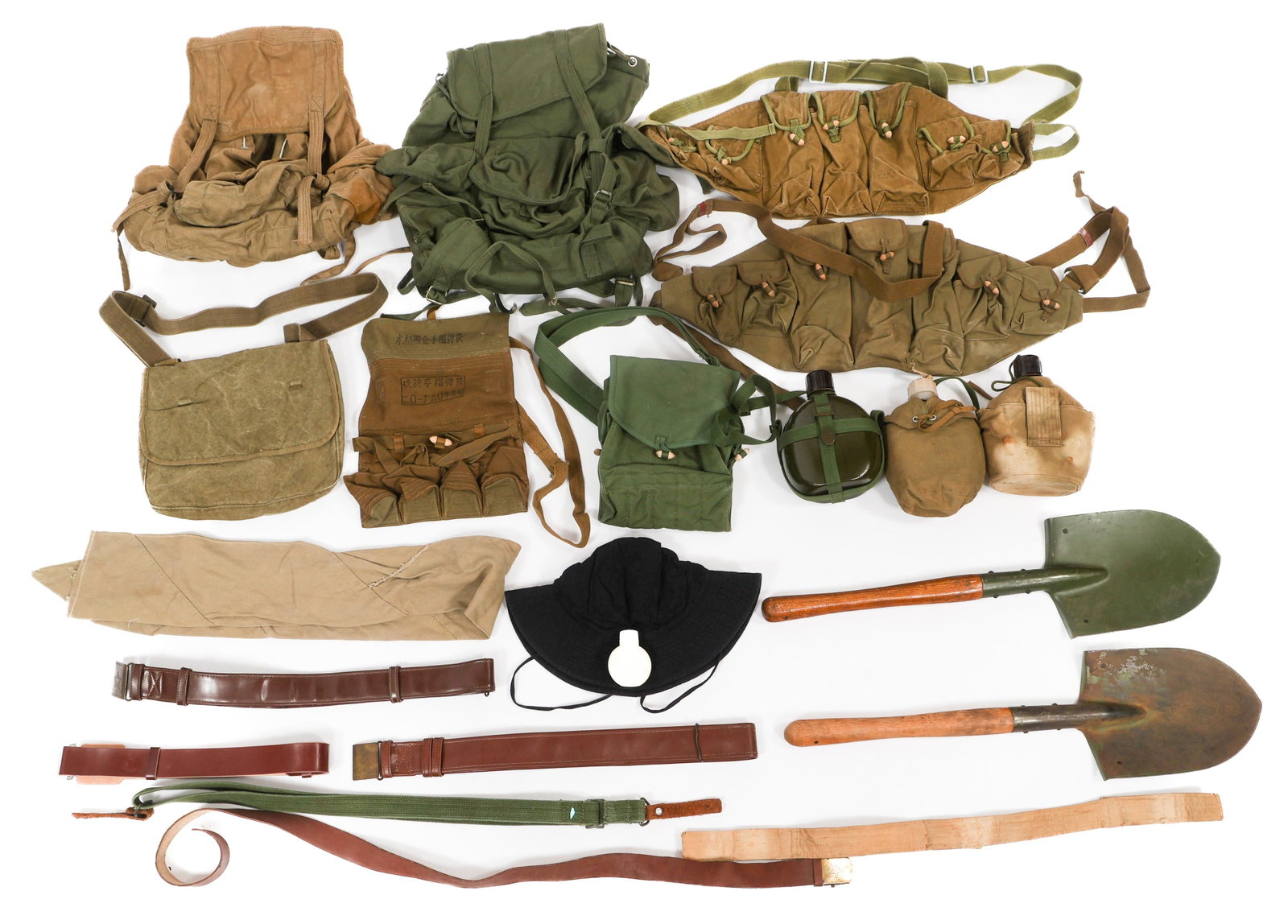 VIETNAM WAR NVA & CHINESE FIELD GEAR: VIETNAM WAR NVA & CHINESE FIELD GEAR Vietnam war North Vietnamese Army & Chinese Field Gear. Includes chest rigs, back packs, ammunition pouches, grenade pouch, bread bag, entrenching tools, canteens 