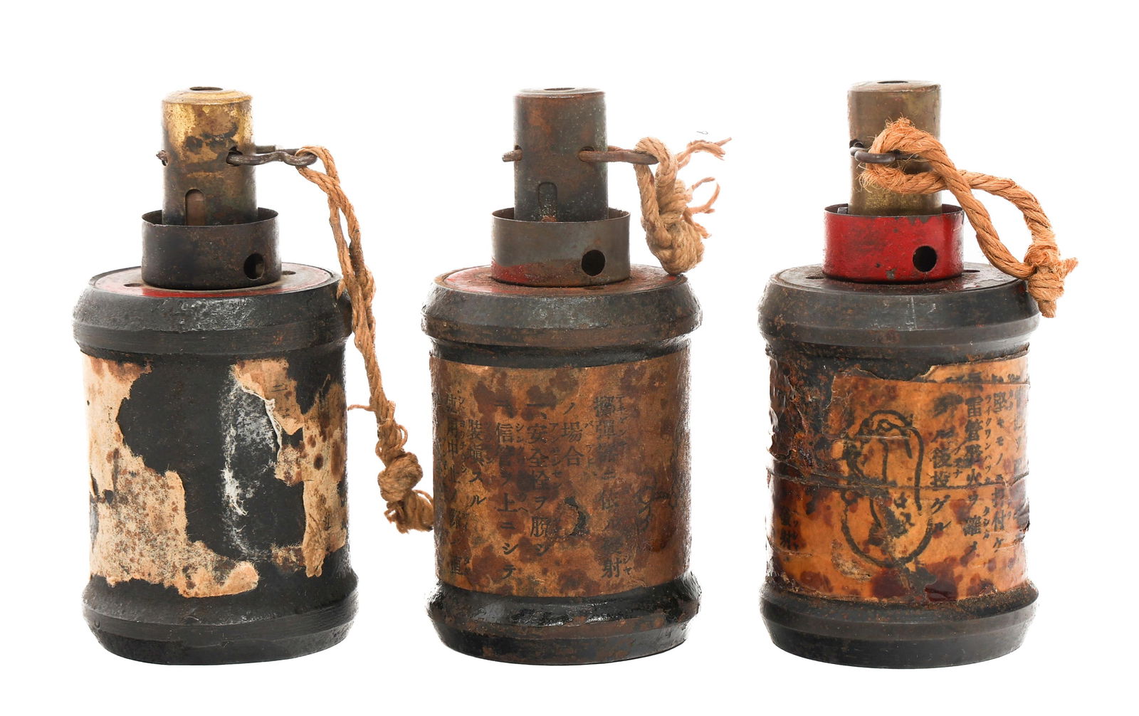 IMPERIAL JAPANESE TYPE 99 "KISKA" HAND GRENADES: IMPERIAL JAPANESE TYPE 99 "KISKA" HAND GRENADES Three WWII Imperial Japanese Type 99 "Kiska" Hand Grenades.