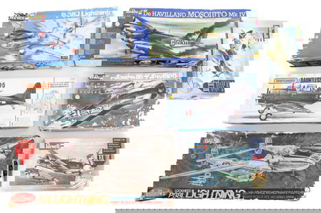 WWII GERMAN, US, & BRITISH PLANE MODELS: WWII GERMAN, US, & BRITISH PLANE MODELS WWII German, US, & British Plane Models. Includes Fw 190, Bf 109, P38 Lightning, Dauntless SBD-5, DeHavilland Mosquito, and Hawker Hurricane. Makers include Rev