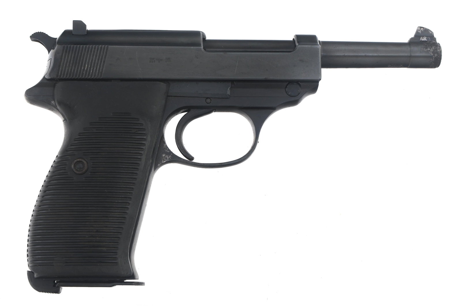 WWII GERMAN WALTHER MODEL P38 9mm PISTOL: WWII GERMAN WALTHER MODEL P38 9mm PISTOL WWII German Walther Model P38 9x19mm caliber pistol. No import stamp. Serial numbers match on frame, slide, and barrel. Waffenamt 359 and Reichsadler stamps on