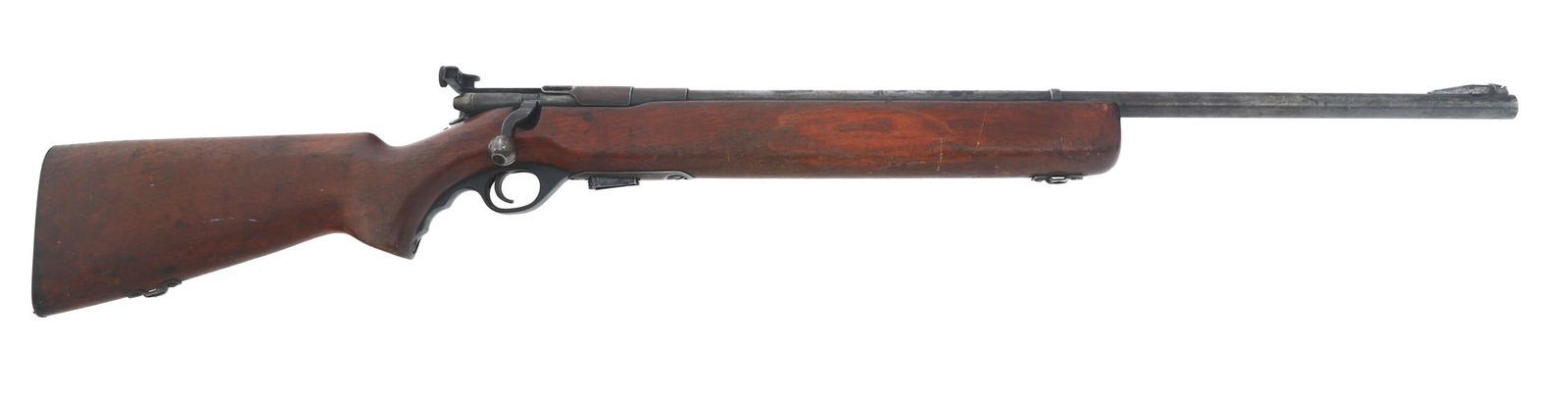 MOSSBERG MODEL 44US .22 LR CAL BOLT ACTION RIFLE: MOSSBERG MODEL 44US .22 LR CAL BOLT ACTION RIFLE Mossberg Model 44US .22 LR caliber bolt action rifle. Blued finish. Mossberg S-130 adjustable rear peep sight. Wood stock. One magazine. Caliber / Gaug