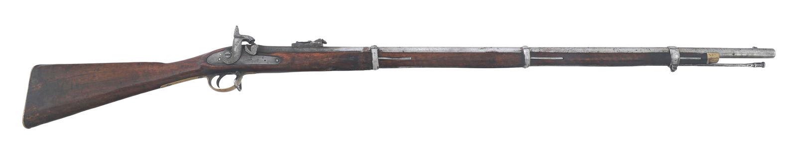 1863 BRITISH TOWER PATTERN 1853 .577 CALIBER RIFLE: 1863 BRITISH TOWER PATTERN 1853 .577 CALIBER RIFLE 1863 Tower Pattern 1853 Enfield .577 caliber percussion rifle. Side plate stamped "1863 - Tower" with crown over VR with British proofs. Barrel stamp