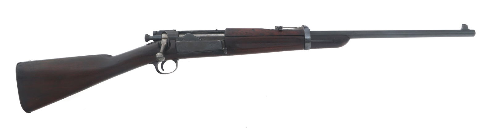 US SPRINGFIELD MODEL 1896 .30-40 KRAG CAL CARBINE: US SPRINGFIELD MODEL 1896 .30-40 KRAG CAL CARBINE US Springfield Model 1896 .30-40 Krag caliber carbine. Receiver stamped 1896 US Springfield Armory. Blued finish. Fixed sights. Saddle ring. Adjustabl