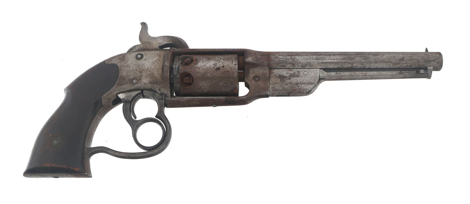 SAVAGE ARMS MODEL 1861 NAVY .36 CALIBER REVOLVER: SAVAGE ARMS MODEL 1861 NAVY .36 CALIBER REVOLVER Savage Arms Model 1861 Navy .36 caliber double action percussion revolver. Top strap stamped Savage R.F.A. Co. Middleton CT. H.S. North Patented June 1