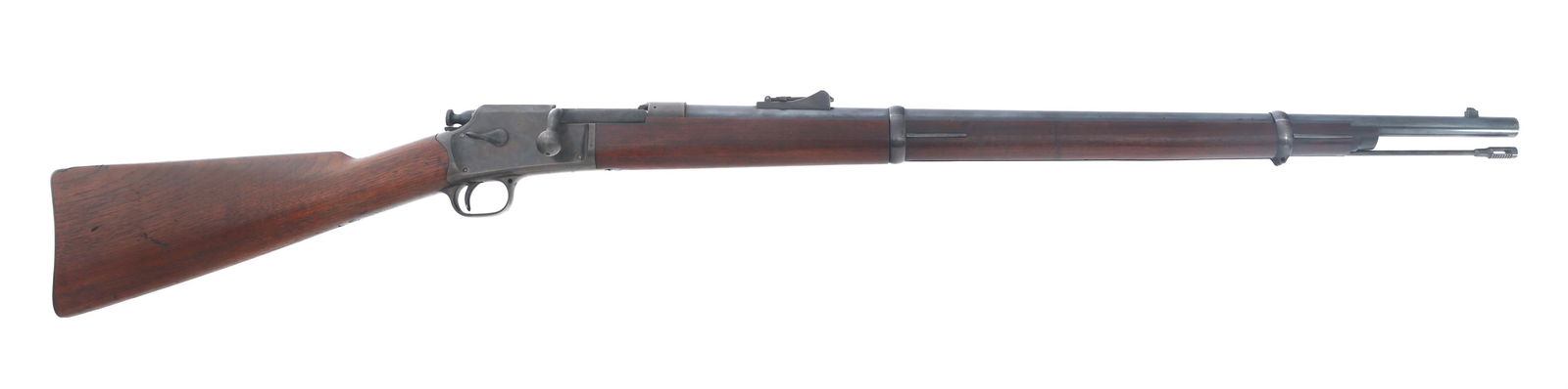 WINCHESTER HOTCHKISS MODEL 1883 .45-70 CAL RIFLE: WINCHESTER HOTCHKISS MODEL 1883 .45-70 CAL RIFLE 1895 Winchester Hotchkiss Model 1883 .45-70 caliber bolt action rifle. Blued finish on barrel. Case hardened receiver. Adjustable rear sight. Cleaning