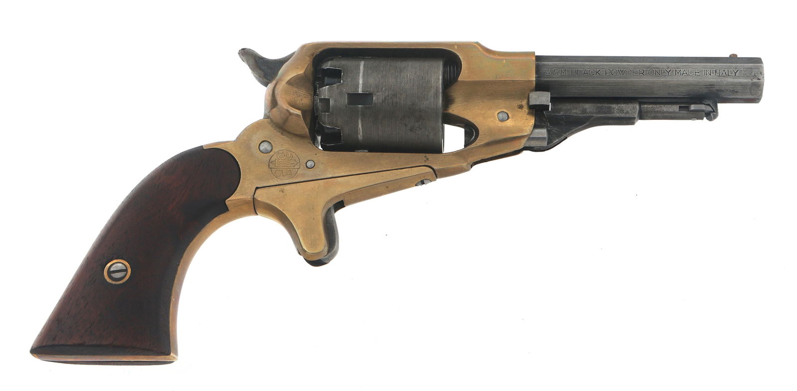 ASM CVA MODEL 1863 .31 CALIBER PERCUSSION REVOLVER: ASM CVA MODEL 1863 .31 CALIBER PERCUSSION REVOLVER Armi San Marco CVA Model 1863 .31 caliber single action percussion revolver. Barrel stamped Connecticut Valley Inc. and A.S.M. Frame stamped with CVA