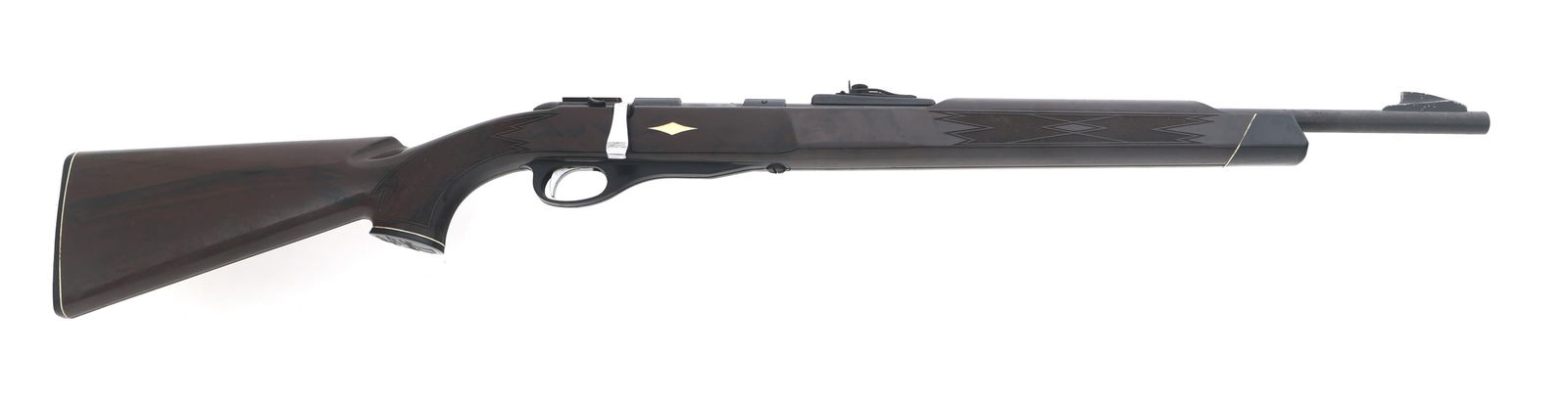 REMINGTON MODEL NYLON 10 .22 CALIBER RIFLE: REMINGTON MODEL NYLON 10 .22 CALIBER RIFLE Remington Model Nylon 10 .22 S-L-LR caliber single shot bolt action rifle. Blued finish. Blade front sight. Adjustable rear sight. Nylon stock with white dia