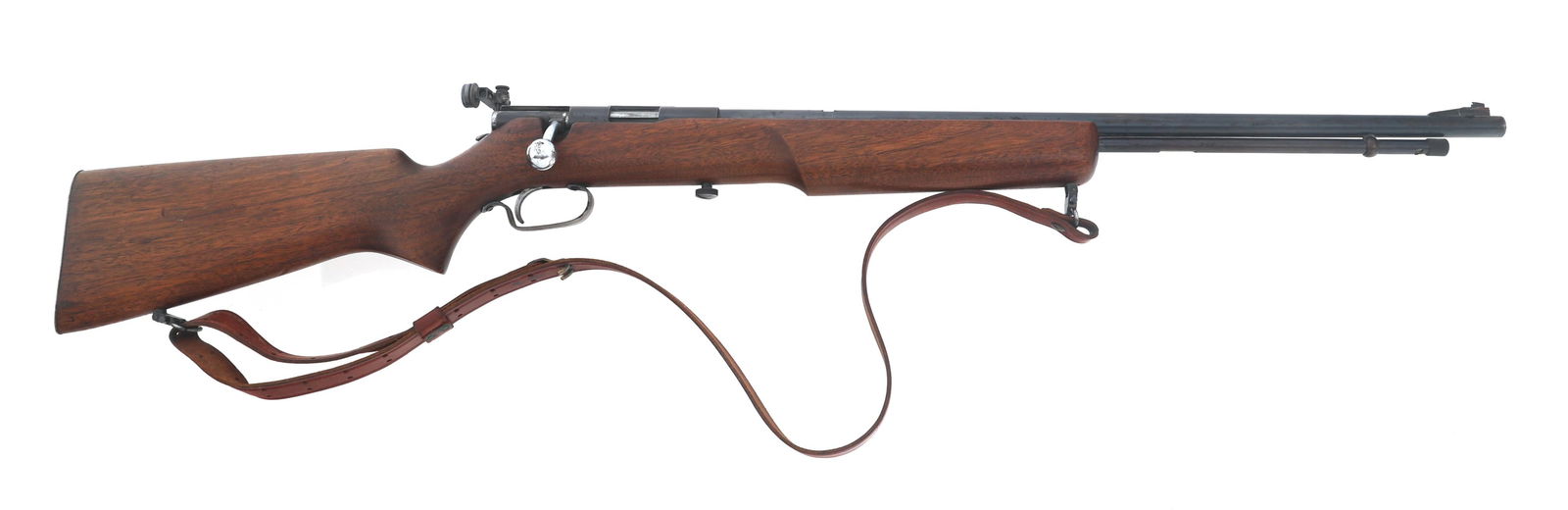 WARDS WESTERN FIELD 47A 22 CAL BOLT ACTION RIFLE: WARDS WESTERN FIELD 47A 22 CAL BOLT ACTION RIFLE Wards Western Field Model 47A .22 S-L-LR caliber bolt action rifle. Blued finish. Missing rear barrel sight. Mossberg No 4 adjustable receiver mounted