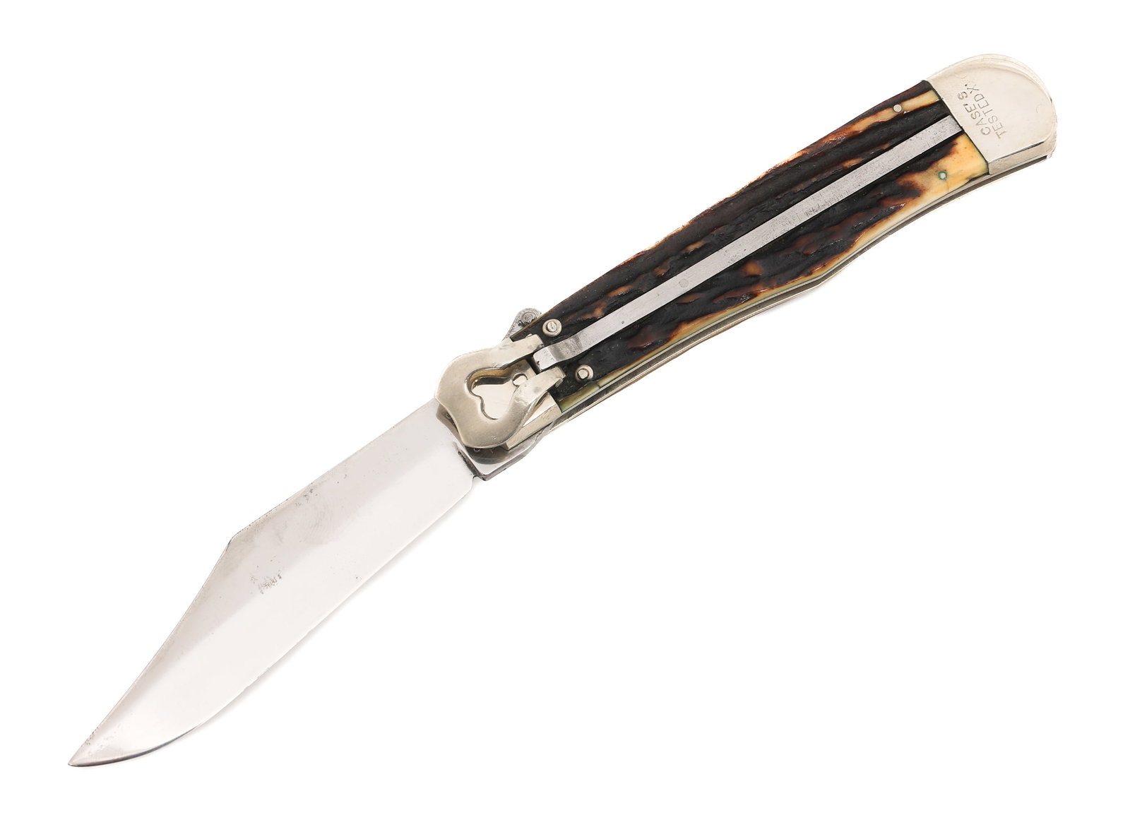 1932 - 1940 CASE XX 5171L SWITCHBLADE KNIFE: 1932 - 1940 CASE XX 5171L SWITCHBLADE KNIFE 1932 - 1940 Case XX 5171L Switchblade Knife. Single edged, bright blade. 5171L stamped on the ricasso. 1932 - 1940 Case XX maker mark present on the ricasso