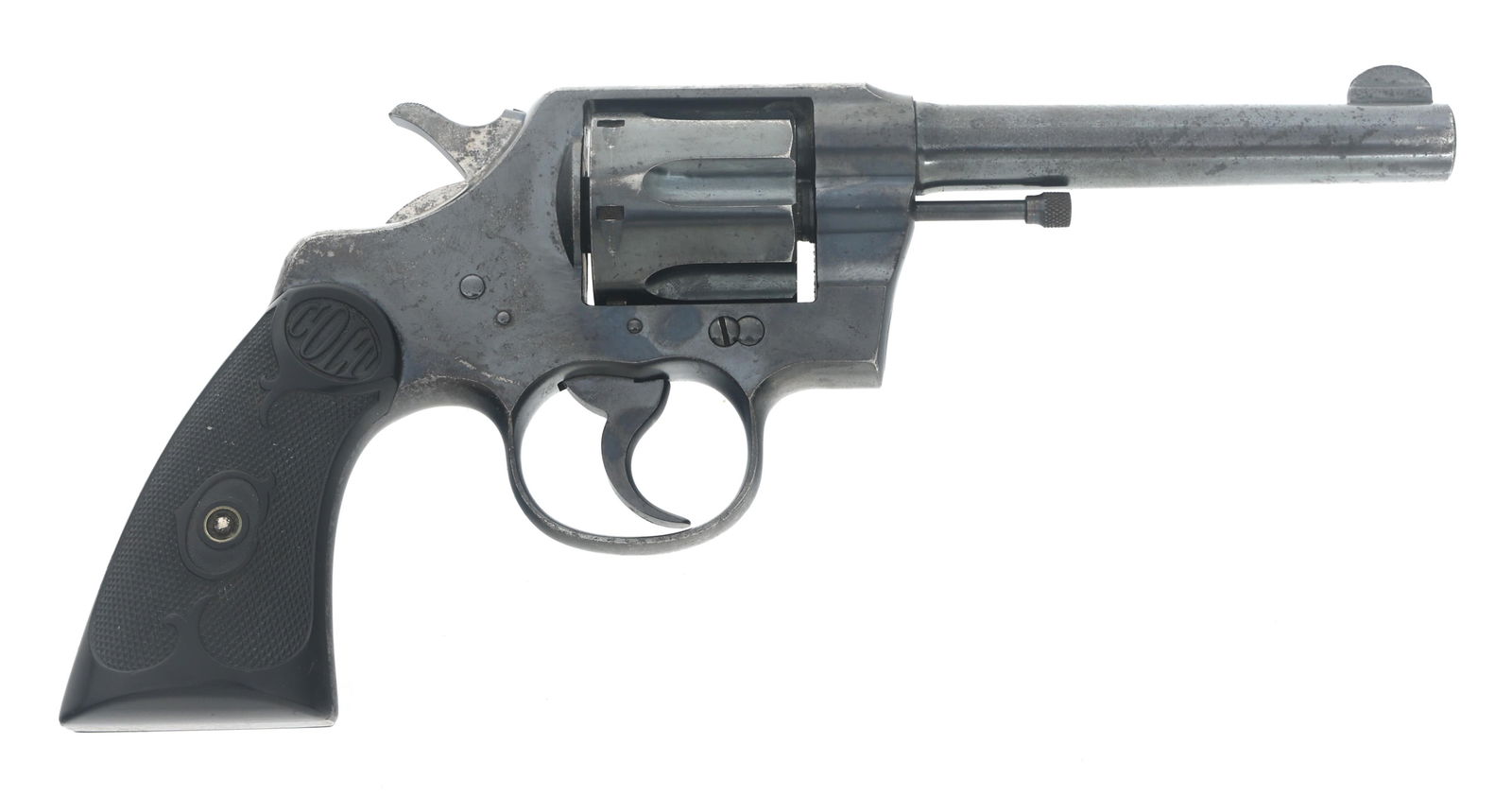 COLT MODEL ARMY SPECIAL 38 SPL CALIBER DA REVOLVER: COLT MODEL ARMY SPECIAL 38 SPL CALIBER DA REVOLVER 1922 Colt Army Special .38 Special caliber double action revolver. Blued finish. Checkered composite Colt grips. Six shot fluted cylinder. Caliber /